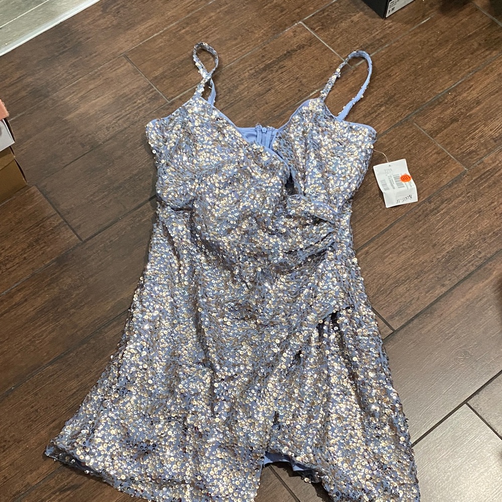 1. State Blue and Gold Sequin Dress